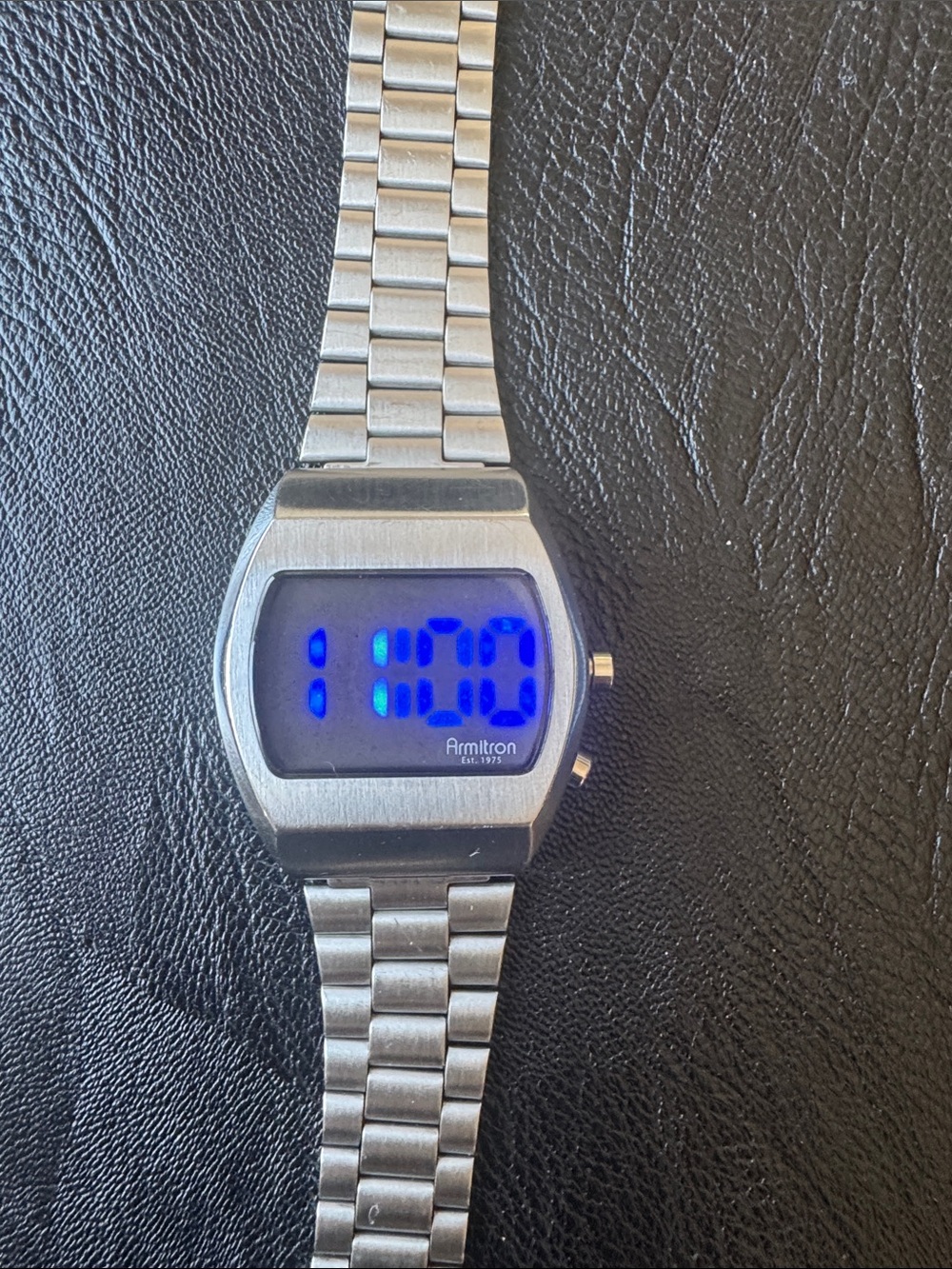 Armitron Stainless Steel Watch with Blue LED Display
